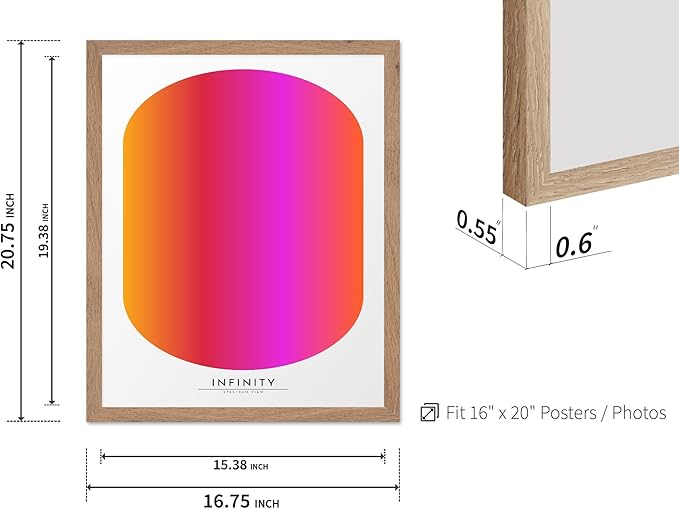 Monem Art Infinity Spectrum Gradient Print - Modern Geometric Abstract Poster - Wall Decor for Living Room, Bedroom or Office - 16x20 Beige Framed Wall Art by Rs Lab Studio
