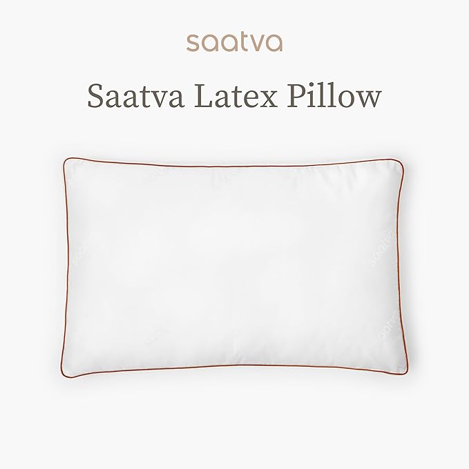 Saatva Latex Pillow - Standard Loft (4" - 5") - Hypoallergenic Pillow with Shredded Latex Core - Breathable - Machine Washable Organic Cotton Cover - King (34"x18") 1 Pack