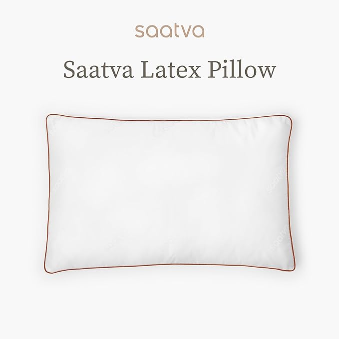 Saatva Latex Pillow - High Loft (6" - 7") - Hypoallergenic Pillow with Shredded Latex Core - Breathable - Machine Washable Organic Cotton Cover - King (34"x18") 1 Pack