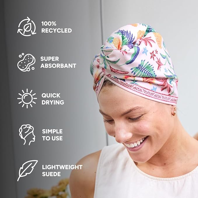 Dock & Bay Turban Hair Towel - for Home & The Beach - Super Absorbent, Quick Dry - Pink Paradise