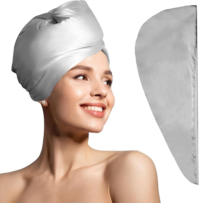 Chloven Satin Microfiber Hair Towel Wrap - Quick Dry & Frizz-Free Plopping Towel for Wet, Long & Curly Hair