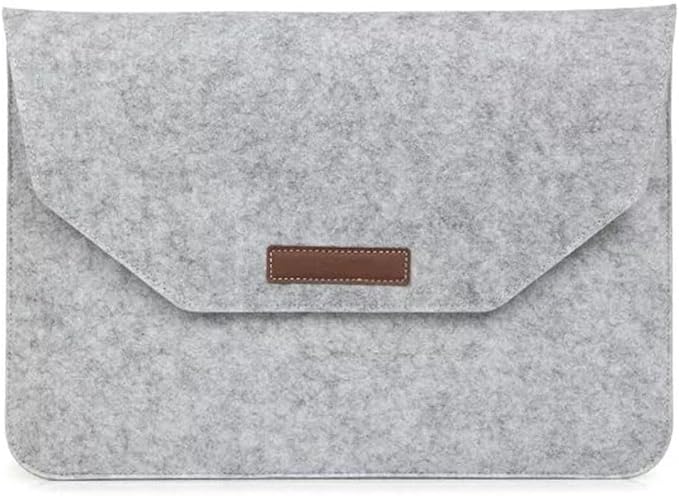 Felt Laptop Sleeve Bag Tablet PC Case Ultra Slim Business Carrying Case Protective Bag, Slim Envelope Compatible with Apple MacBook, Dell HP Microsoft Notebook (Light Gray, 15-inch)