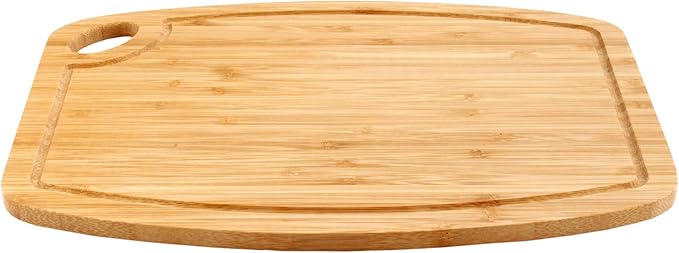 BambooMN Natural Bamboo Cutting Board w/Juice Groove and Hanging Hole - 11.75" x 8.63" x 0.4" - Vertical Cut - 30 Pieces