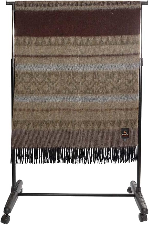 Alpaca Wool Blanket Throw Cherokee Design for Bed Couch Sofa Soft Warm Peruvian Alpaca Wool Blankets 72" x 60" (Brown/Gray/Camel)