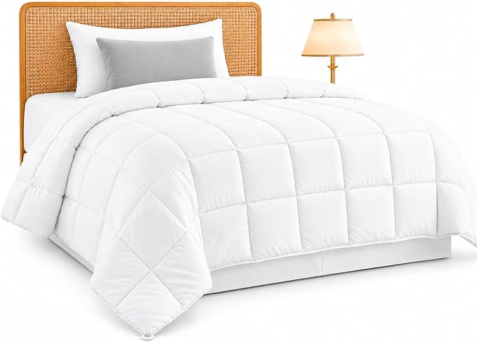 LUX Décor Twin Comforter – 92x68 Ultra-Soft Down Alternative Duvet Insert with Corner Tabs & Box Stitching, Hotel Quality Plush Hypoallergenic Microfiber, Oeko-TEX Certified – White