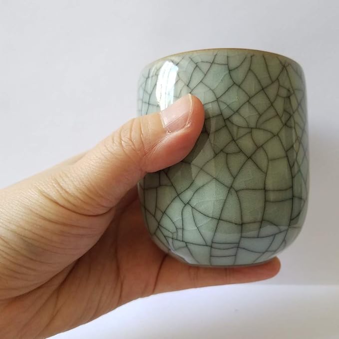 TeaCups 5oz Japanese Style Coffee Cup Porcelain Mugs Beer Handmade Celadon (1, Grey01)