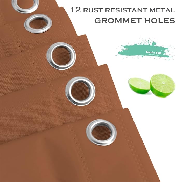 Khaki Plastic Shower Curtain Or Liner, 72x72 Inch Lightweight Sand Plastic Bathroom Shower Showroom Inner Curtain with Rustproof Metal Grommet Holes and Weighted Magnets