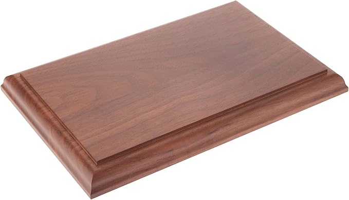 Plymor Solid Walnut Rectangular Wood Display Base with Ogee Edge, 8.875" W x 5.875" D x 0.75" H