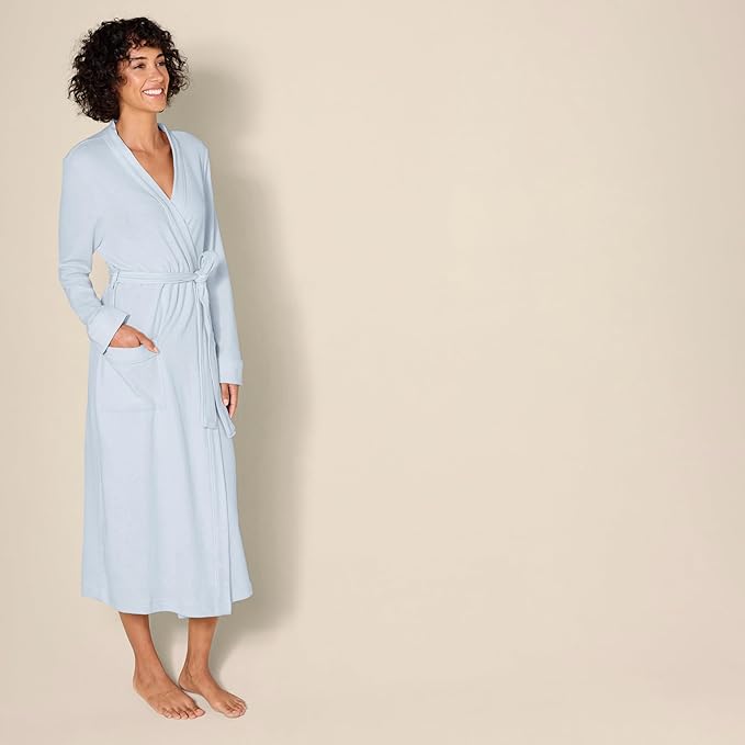 Amazon Essentials Women's Lightweight Waffle Full-Length Bath Robe with Pockets (Available in Plus Size)