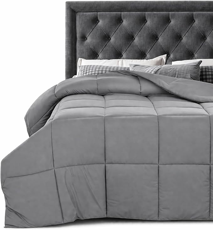LUX Décor King Comforter – 102x90 Ultra-Soft Down Alternative Duvet Insert with Corner Tabs & Box Stitching, Hotel Quality Plush Hypoallergenic Microfiber, Oeko-TEX Certified – Grey