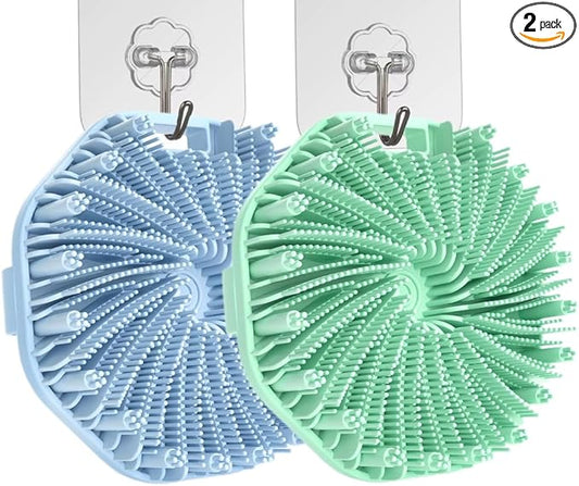 Silicone Body Scrubber,Exfoliating Body Scrubbers for use in Shower,Silicone Body Brush for Showering and Anti-Slippery Handles for All Skin Types,Eco Friendly Shower Scrubber for Body (Baby Blue)