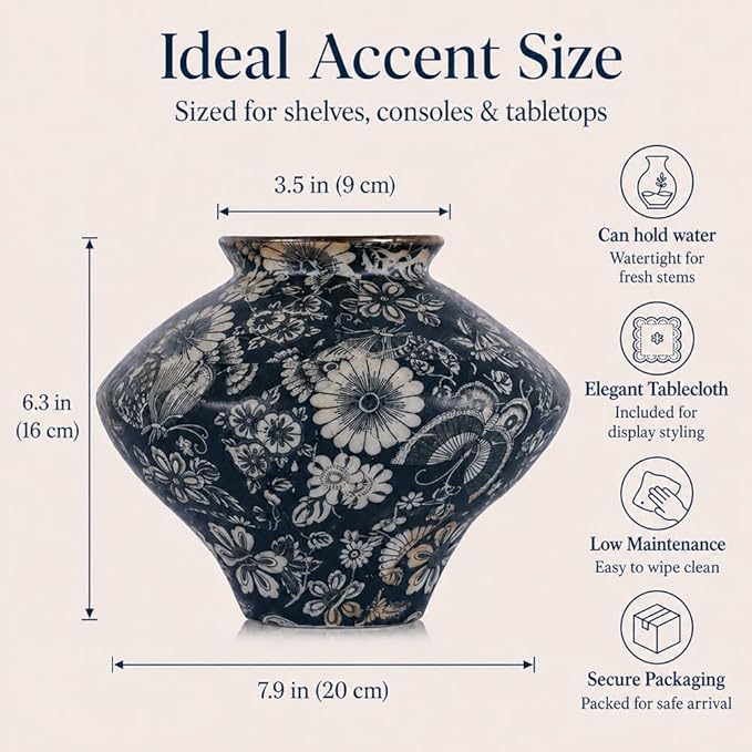Wabi Sabi Rusty Vintage Vase, 6.3" Tall Wabi Sabi Decor Rustic Farmhouse Pottery Vase for Centerpiece, Textured Pottery Flower Vases for Home Decor, Table, Living Room, Bathroom, Kitchen (6.3 in)