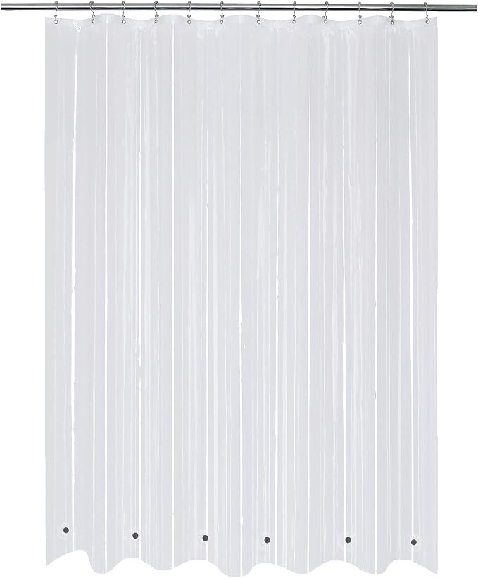 Mrs Awesome Long Shower Curtain Liner with 6 Magnets 72 x 78 inch, PEVA 8G Thick & Heavy Duty Plastic Shower Curtain for Bathroom, Waterproof,72x78, Clear