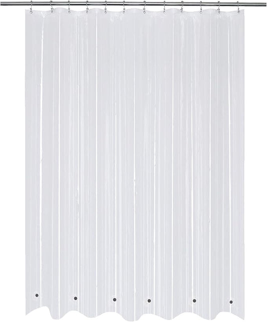 Mrs Awesome Shower Curtain Liner with 6 Magnets Clear Thick PEVA, Premium Waterproof Plastic Shower Curtain Standard Size 72 x 72 inch, Clear