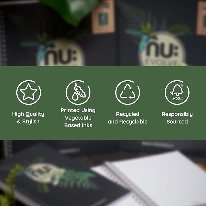 Nu Notebooks - Evolve Range - Recycled Notebook - A5 Notebook - Wirebound Notebook - Stationery Notebooks - Professional Notepad - 120 Pages