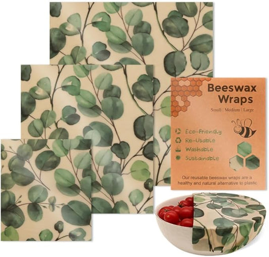 Reusable Beeswax Wrap Amomum&Tsao-Ko- 3 Pack, Beeswax Wraps for Food, Eco-Friendly Beeswax Food Wrap, Organic, Sustainable, Biodegradable