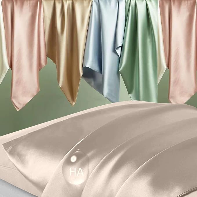 Silk Body Pillow Cases, Mulberry Silk Body Pillow Cover with Zipper, Smooth, Anti Acne, Cooling Sleep Both Sides Natural Silk Satin 20x54 Body Pillowcase, Gifts for Women Men, Champagne