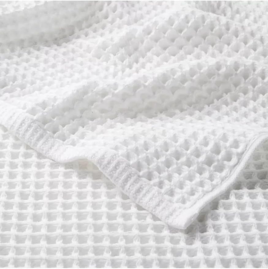Waffle Towel for Bathroom 59x30 Inches, Turkish Bath Towel, Cotton Bath Towel, 6 Color Option, Mint Green, Brown White, Anthracite, Powder Pink, Gray (White)