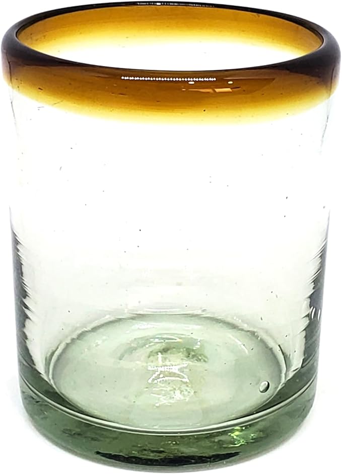 Amber Rim 10 oz Tumblers (set of 6), Recycled Glass, Lead-free, Toxin-Free (Tumbler)