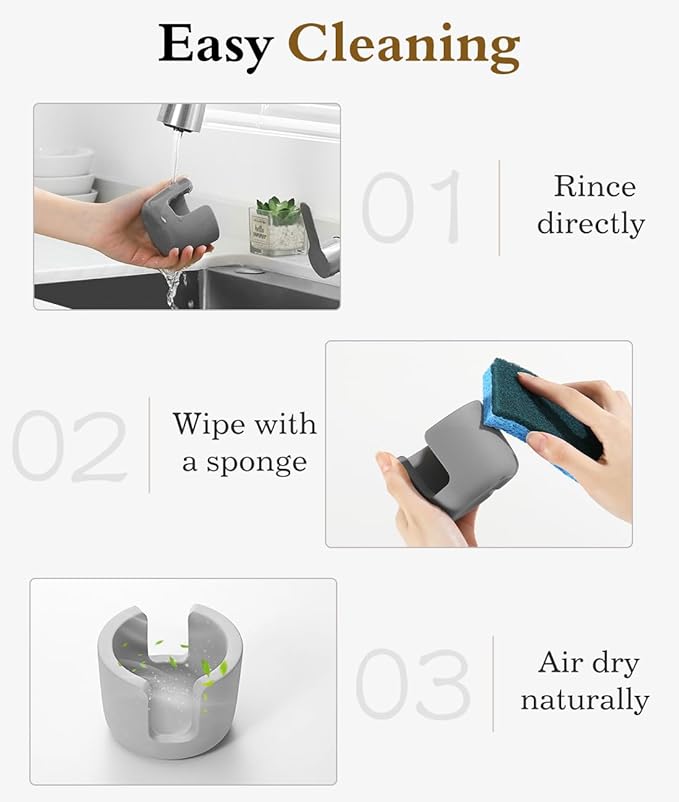 Luxspire Diatomite Sponge Holder for Kitchen Sink, Fast Drying Stone Sponge Holder, Water Absorbing Stone Dish Sponge Caddy for Kitchen Sink Counter, Light Gray, Small