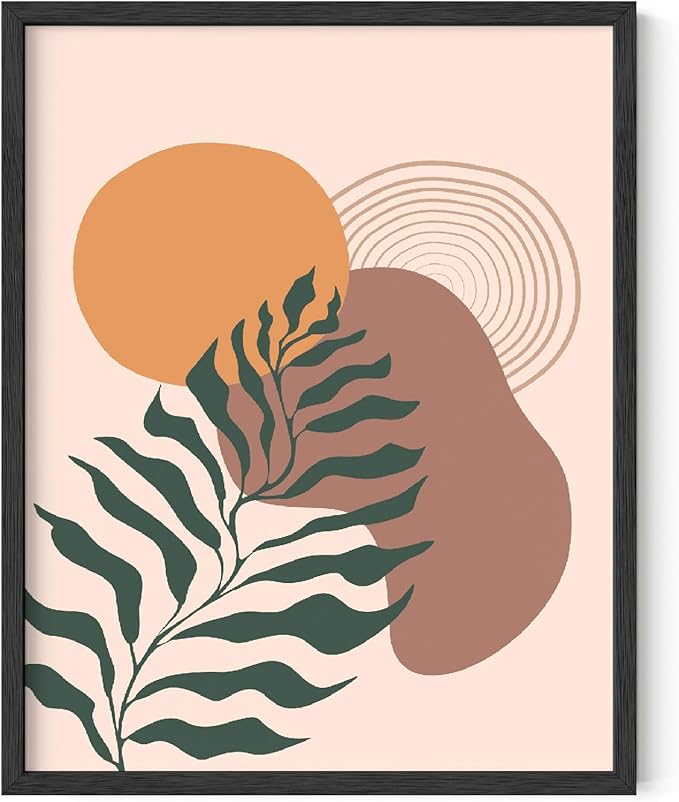 Y2K BOO Boho Monstera Leaf UNFRAMED Wall Art Abstract Sun Earth Tones Terracotta Mid Century Modern 11x14 Inch Heavyweight Paper Minimalist Botanical Studio Decor