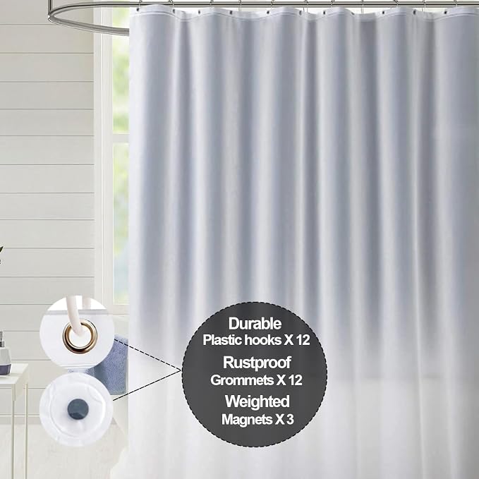 Plastic Shower Liner - Premium PEVA 7G Thickened Shower Curtain Liner with Rustproof Grommets and 3 Weighted Magnets, Waterproof Shower Curtain for Bathroom (Matte, 72”*72”)