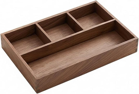 Solid Black Walnut Wood Desk Organizer Tray for Office, Entryway, and Home Storage
