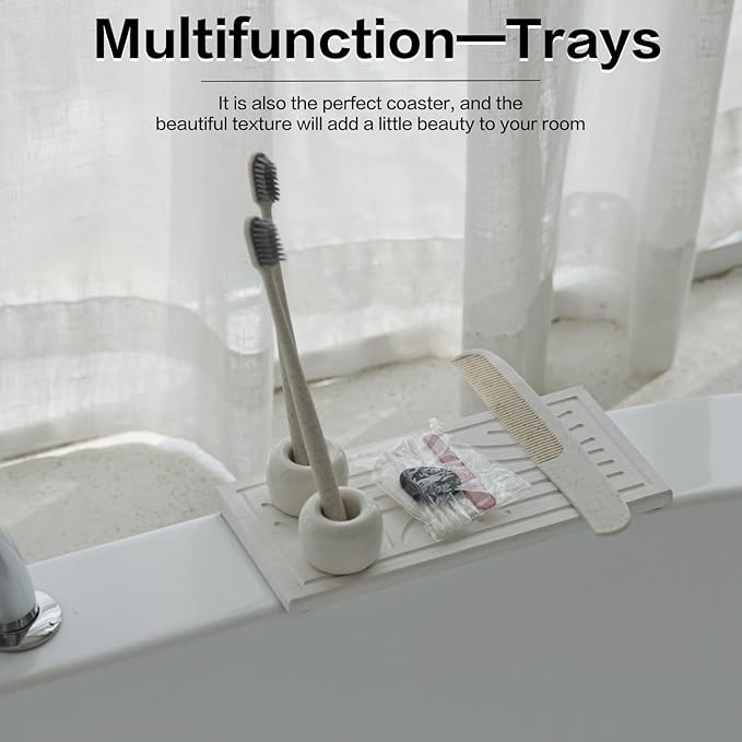 Graceice 2PCS Diatomite Tray,Absorbent Rectangle Stone Coasters for Bathroom Counter,Water Absorbing Stone Sink Organizer for Bathroom, Home Decor Tabletop Protection Suitable for Kinds of Cups