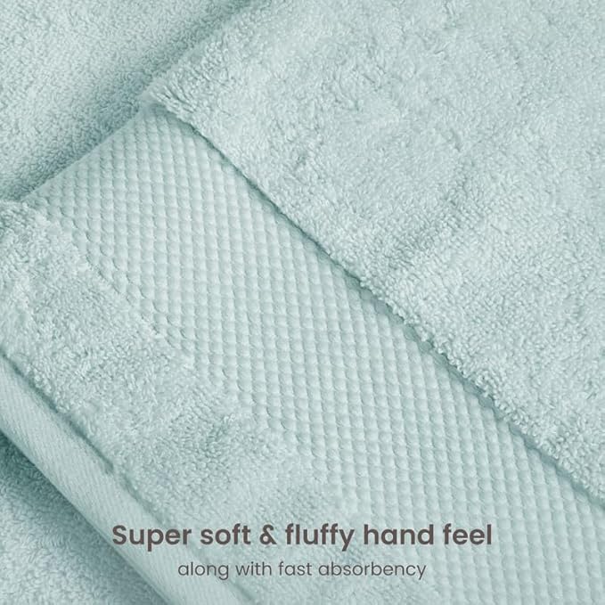 BIOWEAVES 100% Organic Cotton 700 GSM Plush Bath Towels 30" x 58" GOTS Certified - Seafoam, Pack of 2