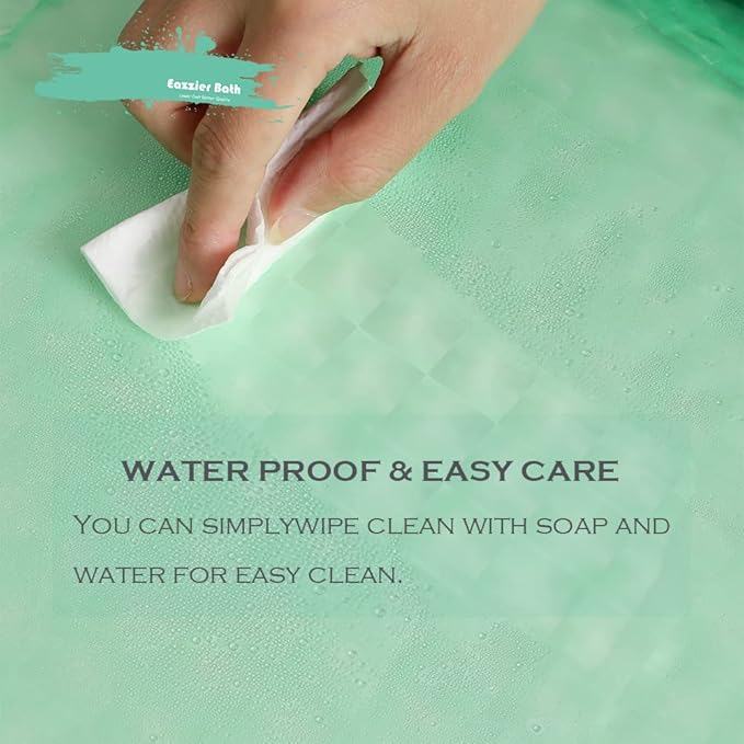 Green 3D Crystal Plastic Shower Curtain Liner, 72x72 Inch Thin Lightweight Ice Cube Plastic Bathroom Shower Showroom Inner Curtain with Rustproof Metal Grommet Holes and Weighted Magnets