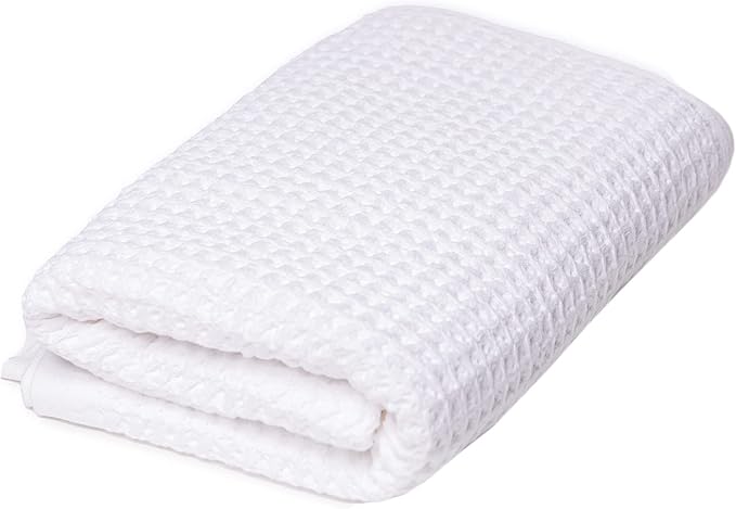 SUTERA - Waffle Hand Towel for Bathroom, Luxury Bath Towels Infused with Silver Ions, Ultra Soft Absorbent Quick Drying Design Shower Towels, Lightweight Californian Pima Cotton Fiber - White