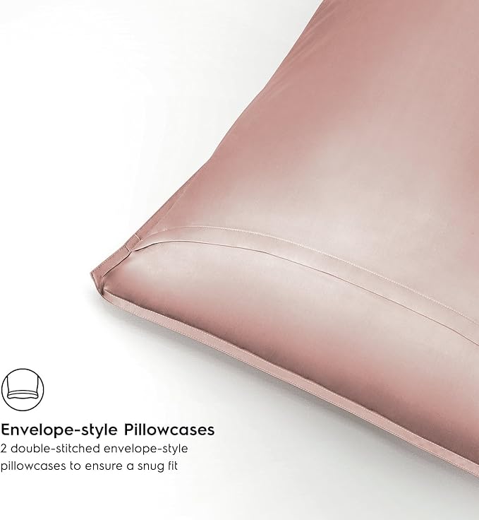 Pillow Cases King Size by Tafts - Pure 100% Viscose Derived from Bamboo Luxuriously Soft, Silky, Cooling, Double Stitched, Envelope Closure (2 Pillowcases, Pale Blush)