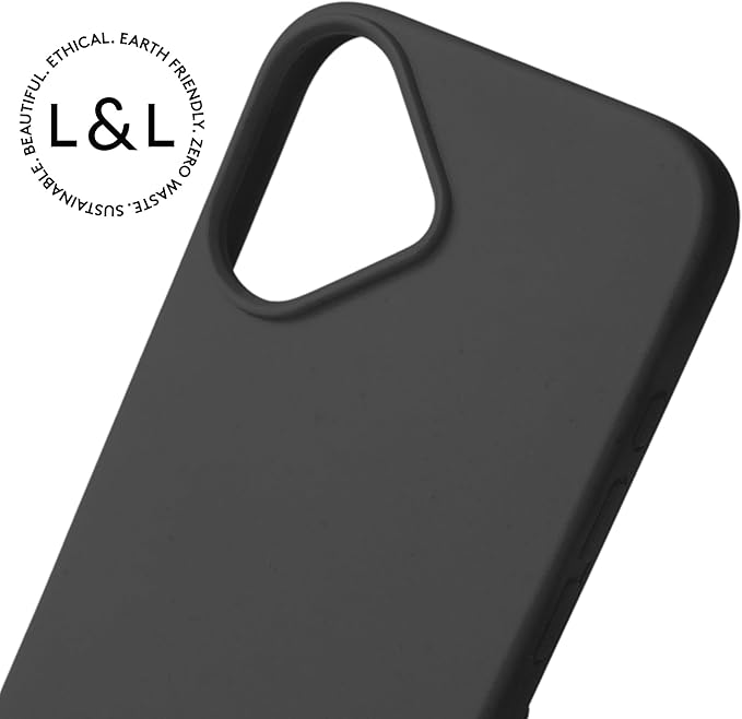 LOAM & LORE Biodegradable Phone Case for iPhone 16, Plastic Free Eco Friendly Phone Case, Plant Based Compostable iPhone 16, Premium Zero-Waste Phone Cover (Black)