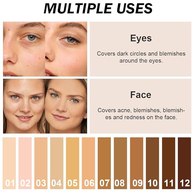 Kaely Cream Pot Concealer Full Coverage Makeup Set, Under Eye Brightener Color Correcting Concealer for Dark Circles, Waterproof Foundation Palette with Brush, Eye Ring Corrector de ojeras, 05