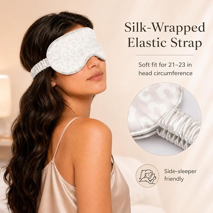 Silk Sleep Mask Light Blocking Luxury 100% Mulberry 22mm Silk Eye Mask Eye Cover Blindfold Ultra Soft Light & Comfy Anti Aging Skin Care with Travel Bag Gift Package