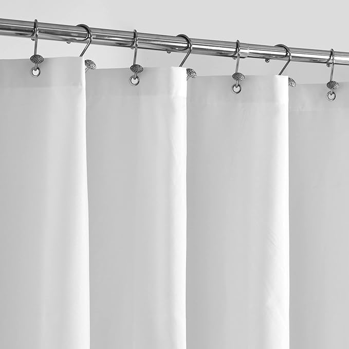 ALYVIA SPRING Short Shower Curtain Liner Fabric Waterproof - 72" x 66", Soft & Lightweight Shower Curtain with Magnets, Machine Washable - 72x66, White