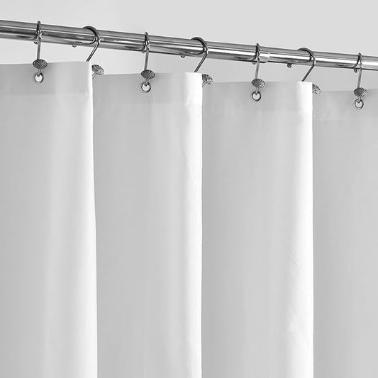 ALYVIA SPRING Extra Wide Fabric Shower Curtain Liner Waterproof - 108" x 72", Soft & Lightweight Wide Shower Curtain with Magnets, Machine Washable - 108x72, White