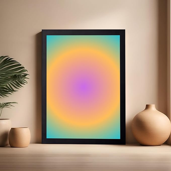 Monem Art Radiant Gradient Glow Print - Modern Abstract Color Field Poster - Wall Decor for Living Room, Bedroom or Office - 16x20 Black Framed Wall Art by Rs Lab Studio