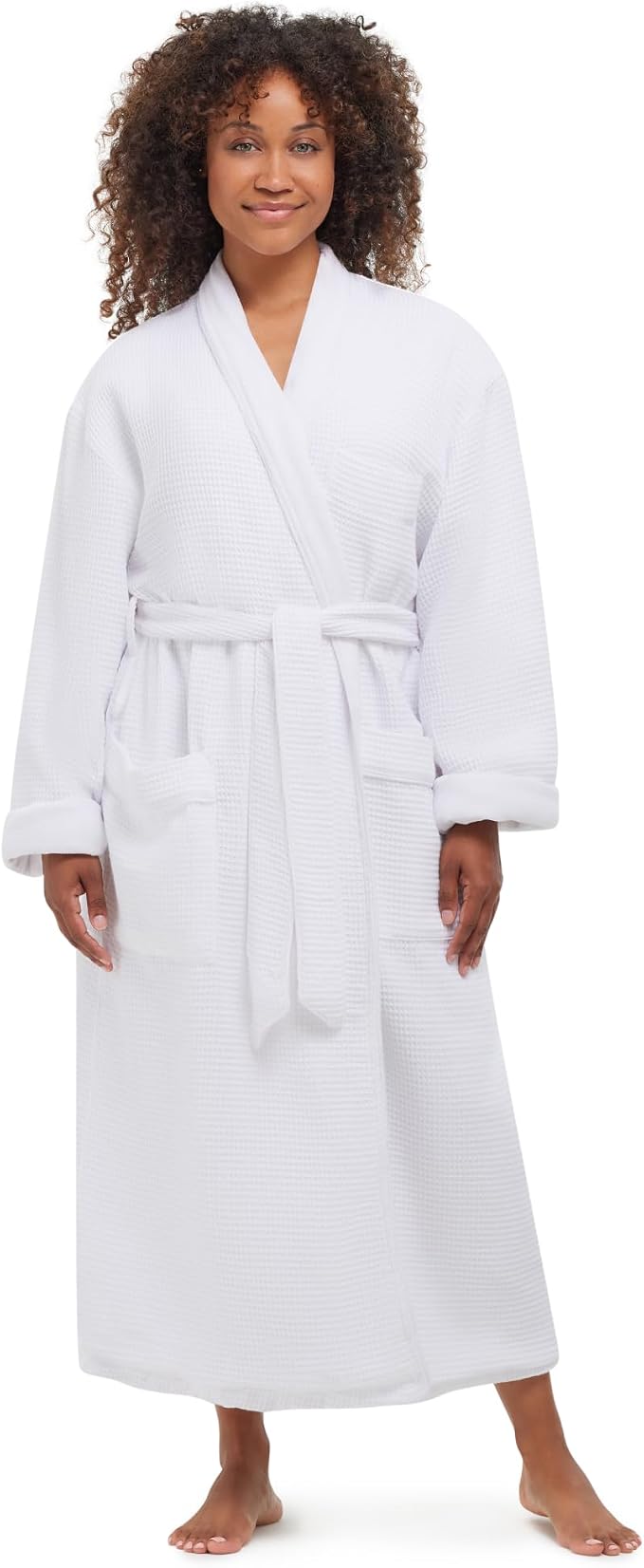 MONARCH Unisex Plush Lined Waffle Spa Robe – Soft and Warm Textured Fabric, Generously Sized Hotel & Spa Robe with Pockets