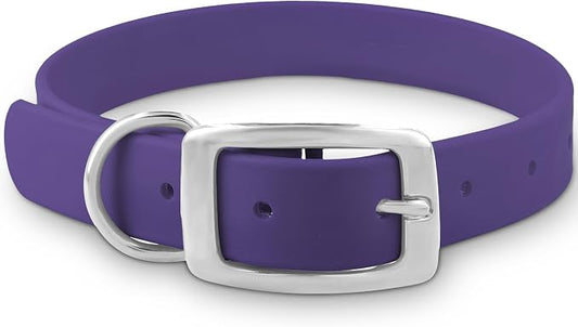 Regal Dog Products Small Purple Dog Collar with Heavy Duty Double Buckle & D Ring | Vinyl Coated, Custom Fit, Adjustable Biothane Dog Collar | Chew Resistant Waterproof Collar for Dogs