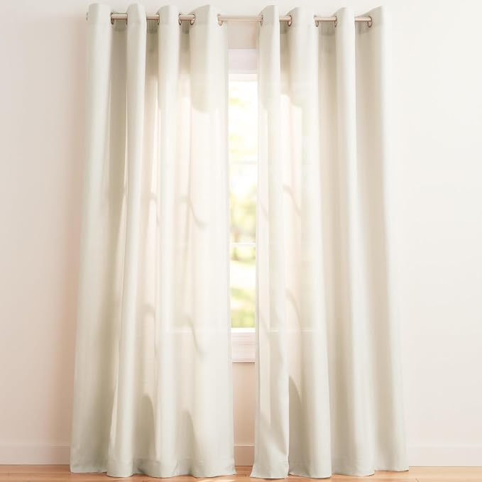 Exclusive Home Loha Linen Grommet Top Curtain Panel Pair, 54"x84", Ivory