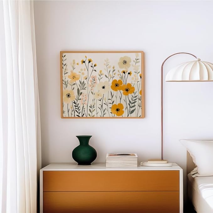 (Unframed) (10x8 Inch) Matte Wall Art Print Of Minimalist cut-out style of Wildflowers in arranged in an organic flow within a bordered canvas - Eco-Friendly Poster, Custom Decor for Home, Office, Be