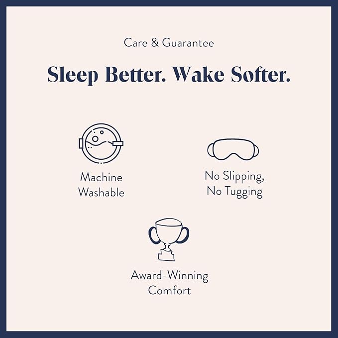 Brooklinen Silk Eye Mask for Sleeping – Ivory, 100% Mulberry Silk Sleep Mask with Soft Elastic Strap, Machine Washable, Breathable & Cool-to-the-Touch – Ideal for Sleeping & Traveling