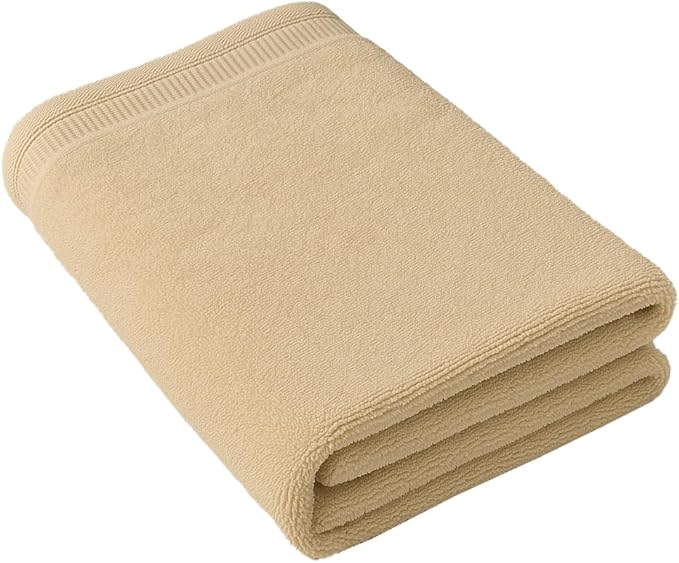 ORGANIC TEXTILES 100% Organic Cotton Bath Towel (Natural), GOTS Certified, Highly Absorbent, Skin Sensitive, Plush Soft and Luxurious, Machine Washable, Premium Design, Durable