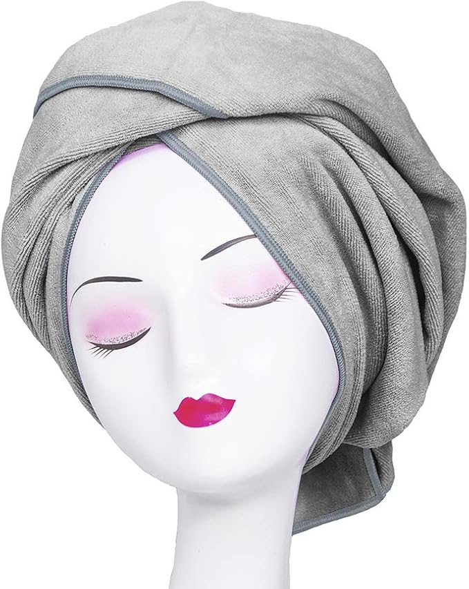 Microfiber Towel for Curly Hair Large Anti Frizz Super Absorbent Hair Towel 23.6''x47'' Fast Hair Drying Towel Hair Wrap for Bath Spa Facial Makeup, Gray