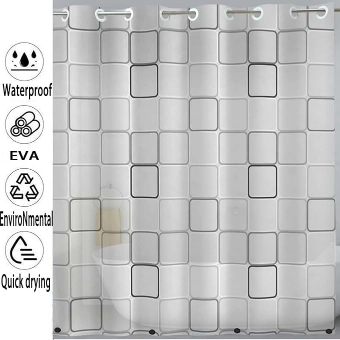 PEVA Shower Curtain Liner Curtain Waterproof No Hook Needed Shower Curtain for Bathroom,72" Wx 78" L