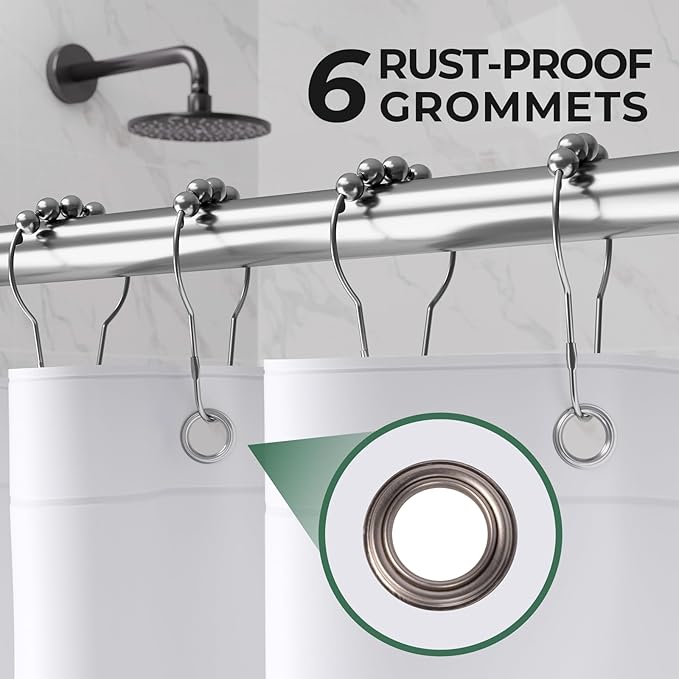 AmazerBath Stall Shower Curtain Liner 2 Pack, 36 x 72 Inches PEVA Plastic Shower Liner with 2 Weighted Stones and 6 Rustproof Metal Grommet, Lightweight Waterproof Shower Curtain - White