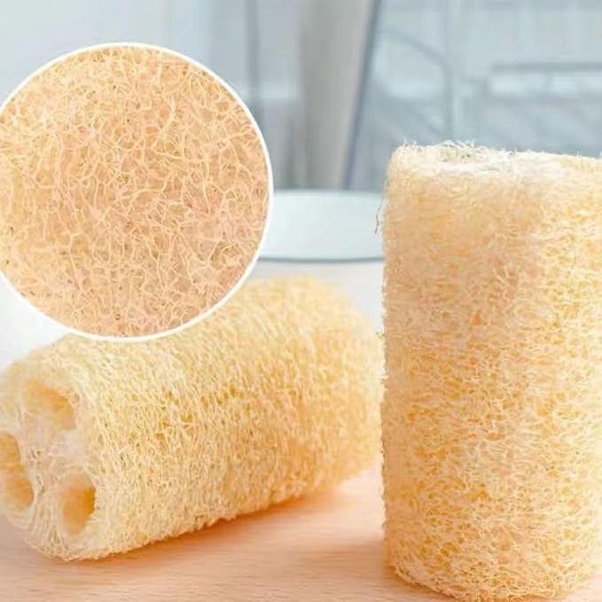 Natural Egyptian Loofah Sponge (2-Pack) - Exfoliating Body Scrubber for Women & Men, Organic Plant-Based Bath Sponge for Face, Body & Back Cleaning - Gentle Exfoliation for Soft Skin