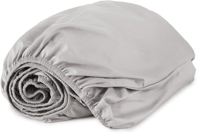 Organic Full Fitted Sheet Only Deep Pocket - 100% Organic Cotton Sheets with Soft Breathable 500 Thread Count Sateen Weave GOTS & Fairtrade Certified - Fitted Bed Sheets Only (Gray, Full)