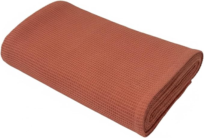 Waffle Bath Towel, 30.5x58 INCHES, 100% Natural Organic Cotton, GOTS Certified Super ABSORBANT & Quick Dry, NO SOFTENERS, Environment Friendly (CANNYON Clay)